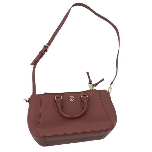 TORY BURCH Landon Mini Square Crossbody Tote Bag Pink Leather Adjustable Strap - Picture 3 of 13